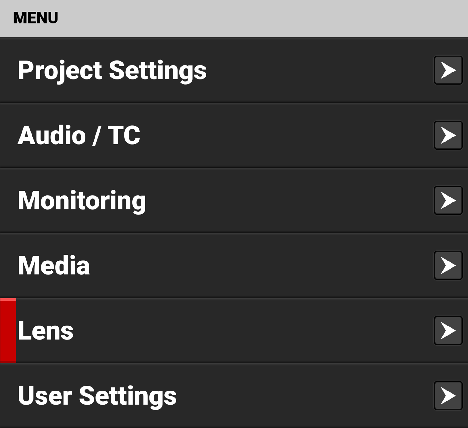 Lens Menu (Z Mount)